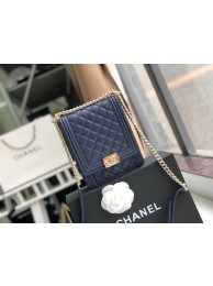 Fashion Boy chanel handbag Sheepskin & Gold-Tone Metal AS0130 dark blue HY5065Of26