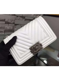 Fashion Boy Chanel mini Flap Bag Original Chevron Sheepskin Leather A5707 White HY6315OM51