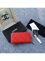 Fashion CHANEL 19 sheepskin & Gold-Tone Metal Wallet AP1063 red HY14920Of26