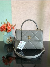 Fashion Chanel CC original lambskin top handle flap bag A92236 light gray&Gold-Tone Metal HY4125OM51