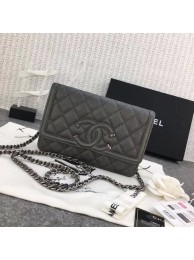 Fashion Chanel Classic Clutch with Chain Grained Calfskin & silver-Tone Metal A88447 dark grey HY840OM51
