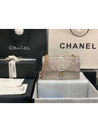 Fashion Chanel Classic Handbag Python Leather Silver A01112 Gold Hardware HY9445Of26