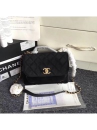 Fashion Chanel flap bag Calfskin & Gold-Tone 69878 black suede HY9810Of26