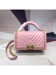Fashion Chanel Leboy Original leather Shoulder Bag V67086 pink & gold -Tone Metal HY22220Of26