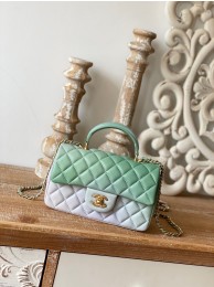 Fashion CHANEL mini flap bag with top handle AS2431 Green HY20185OM51