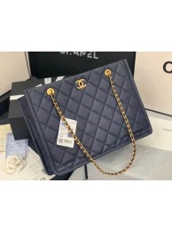 Fashion Chanel Original Leather Shopping Bag AS2360 Navy Blue HY25660OM51