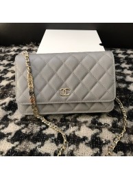 Fashion Chanel WOC Original Caviar Leather Flap cross-body bag CC33815 grey HY4855OM51