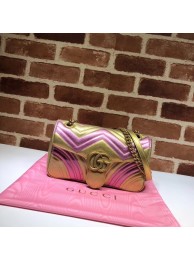 Fashion Gucci GG Marmont matelasse bag 443497 Pink and gold HY21645OM51