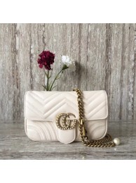 Fashion Gucci GG Marmont Matelasse Shoulder Bag 443497 OffWhite HY11270Of26