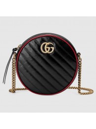 Fashion Gucci GG Marmont mini round shoulder bag 550154 black HY11307wc24