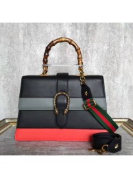 Fashion Gucci Now Bamboo Shopper Bag 421999A Black&Grey&Red HY21490Of26