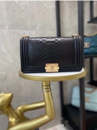First-class Quality Boy Chanel Flap Shoulder Bag original Snake leather AS67086 black & Gold-Tone Metal HY10613Sf41