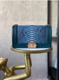 First-class Quality Boy Chanel Flap Shoulder Bag original Snake leather AS67086 blue HY26179fm32