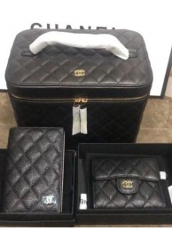 First-class Quality Chanel Original Lather Cosmetic Bag and Wallets Set 5961 black HY10248Sf41