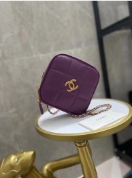 First-class Quality Chanel small diamond bag Grained Calfskin & Gold-Tone Metal AS2201 purple HY1123Sf41