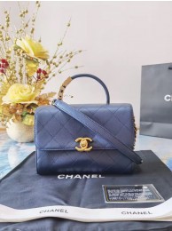 First-class Quality Chanel small tote bag Sheepskin & Gold-Tone Metal AS2059 blue HY19279xO55