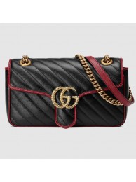 First-class Quality Gucci GG Marmont small shoulder bag 443497 black HY12073Sf41