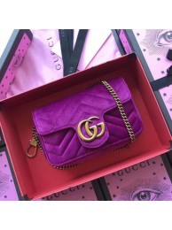 First-class Quality Gucci GG Marmont Velvet Super Mini Bag 476433 Purple HY3584xO55