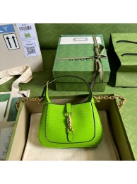 First-class Quality Gucci Jackie 1961 lizard mini bag 675799 Fluorescent green HY11822VJ28