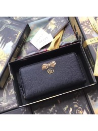 First-class Quality Gucci Leather zip around wallet with bow 524291 black HY25849xO55