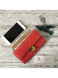First-class Quality Gucci Padlock Sheepskin Leather Wallet 453506 Red HY5044xO55
