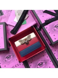 First-class Quality Gucci Queen Margaret leather card case 476072 White& hibiscus red&blue leather HY3062VJ28