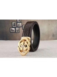 Gucci 34mm Leather Belt GG0804 Brown HY17077dX32