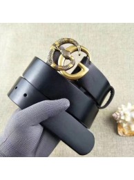 Gucci 34mm Leather Belt GG2369 Black HY17530UM91