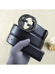 Gucci 38mm Leather Belt GG57049 Black HY16756uT54