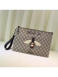 Gucci Angry Cat Print GG Supreme Pouch 473904 Bee HY844CD62