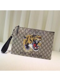 Gucci Angry Cat Print GG Supreme Pouch 473904 Tiger HY14880TV86