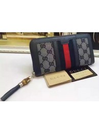 Gucci Bamboo GG Zip Around Wallet 353615 Blue HY25399Kf26