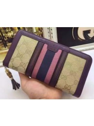 Gucci Bamboo GG Zip Around Wallet 353615 Purple HY19226CC86