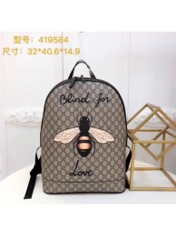 Gucci Bee Print GG Supreme Backpack 419584 Brown HY18864UW57