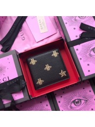 Gucci Bee Star leather bi-fold wallet 495055 black HY974KX22