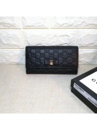 Gucci Bow Gucci Signature Continental Wallet 388679 Black HY20462vX33