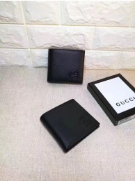 Gucci Calfskin Leather Bi-fold Wallet 322114 Black HY23496FT35