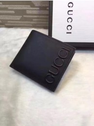Gucci Calfskin Leather Bi-fold Wallet 428787 Black HY23891nV16