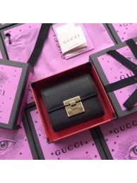 Gucci Calfskin Leather Padlock Wallet 453155 Black HY18215lu18