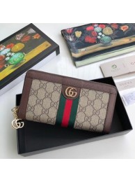 Gucci Calfskin Leather Wallet 523154 brown HY13367Is53