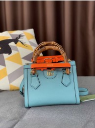 Gucci Diana GG Bamboo Top Handle Original Leather Bag 660195 655661 Light Blue HY3308SS41