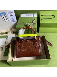 Gucci Diana mini tote bag crocodile 655661 brown HY7548dN21