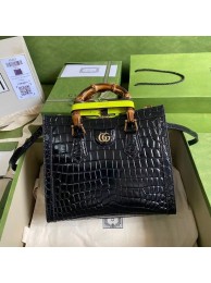 Gucci Diana small crocodile tote bag 660195 Black HY3010Kd37