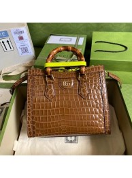 Gucci Diana small crocodile tote bag 660195 Brown HY16251rd58