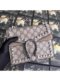 Gucci Dionysus GG Supreme canvas crystal mini bag 421970 apricot HY4907wv88