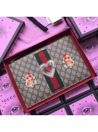 Gucci Embroidered GG Supreme Pouch 431416 Brown HY19636rf34