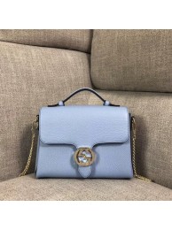 Gucci GG Cowhide top quality tote bag 510302 Sky blue HY625vj67
