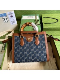 Gucci GG denim jacquard Diana mini tote bag 655661 Blue HY6100vj67