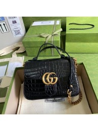 Gucci GG Marmont crocodile mini top handle bag 547260 black HY5180sf78