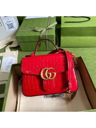 Gucci GG Marmont crocodile mini top handle bag 547260 red HY16539CD62